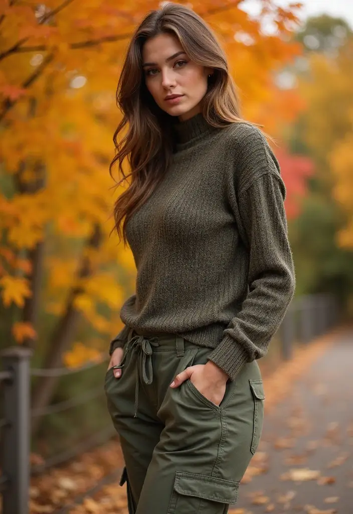Chic and Casual: Cargo Pants with a Fitted Sweater