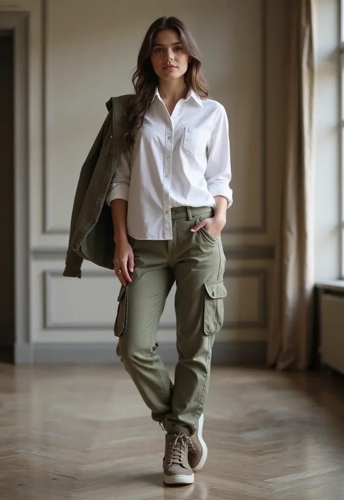 Classic Look: Cargo Pants with a White Button-Up