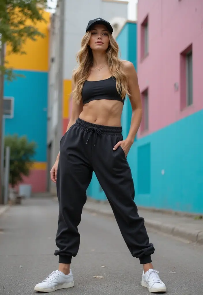 Sporty Chic with Sneakers and Cap