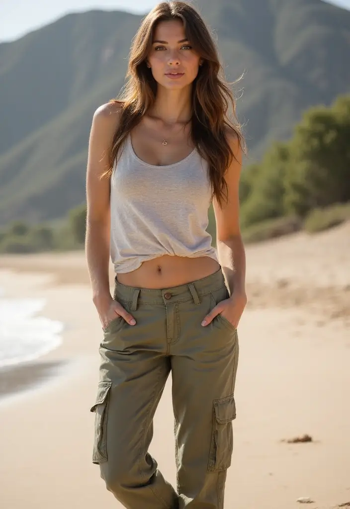  Summer Vibes: Cargo Pants with a Tank Top