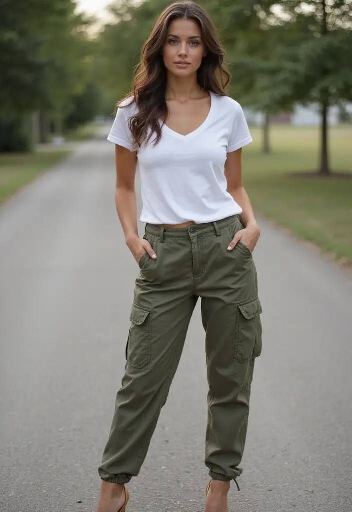  Weekend Casual: Cargo Pants with a Basic Tee