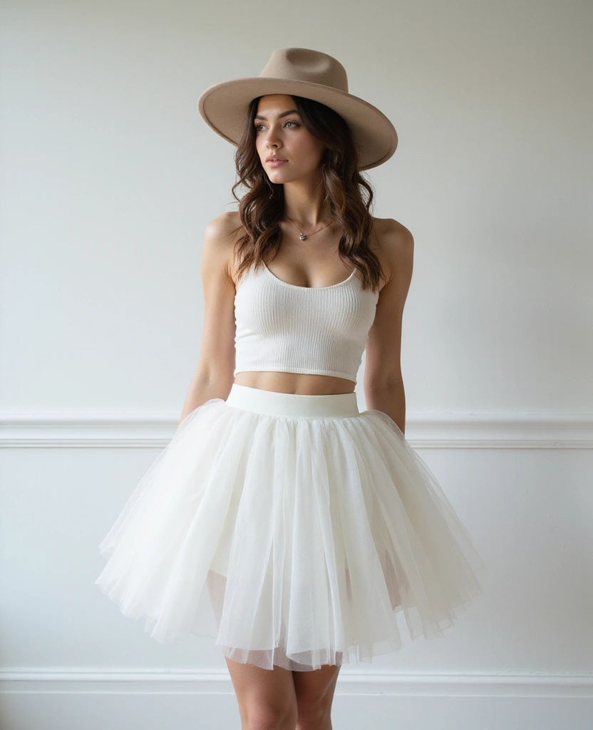 White Tulle Skirt and Fitted Top