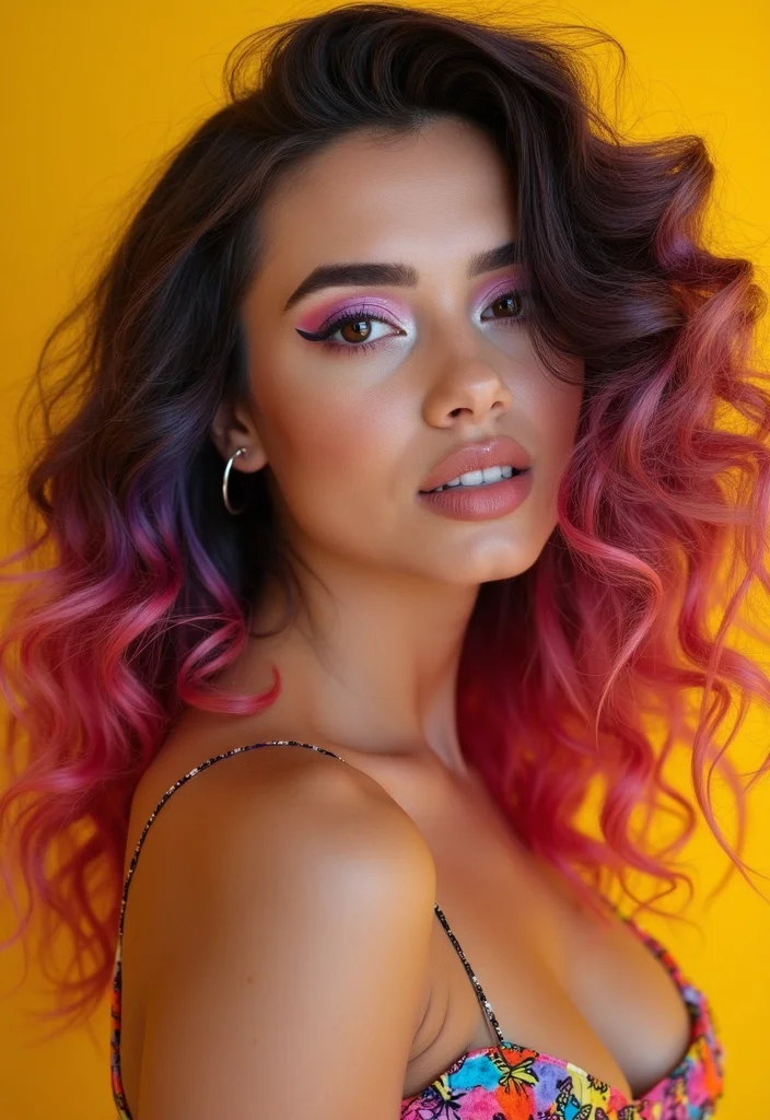 Butterfly Curls with Colorful Highlights