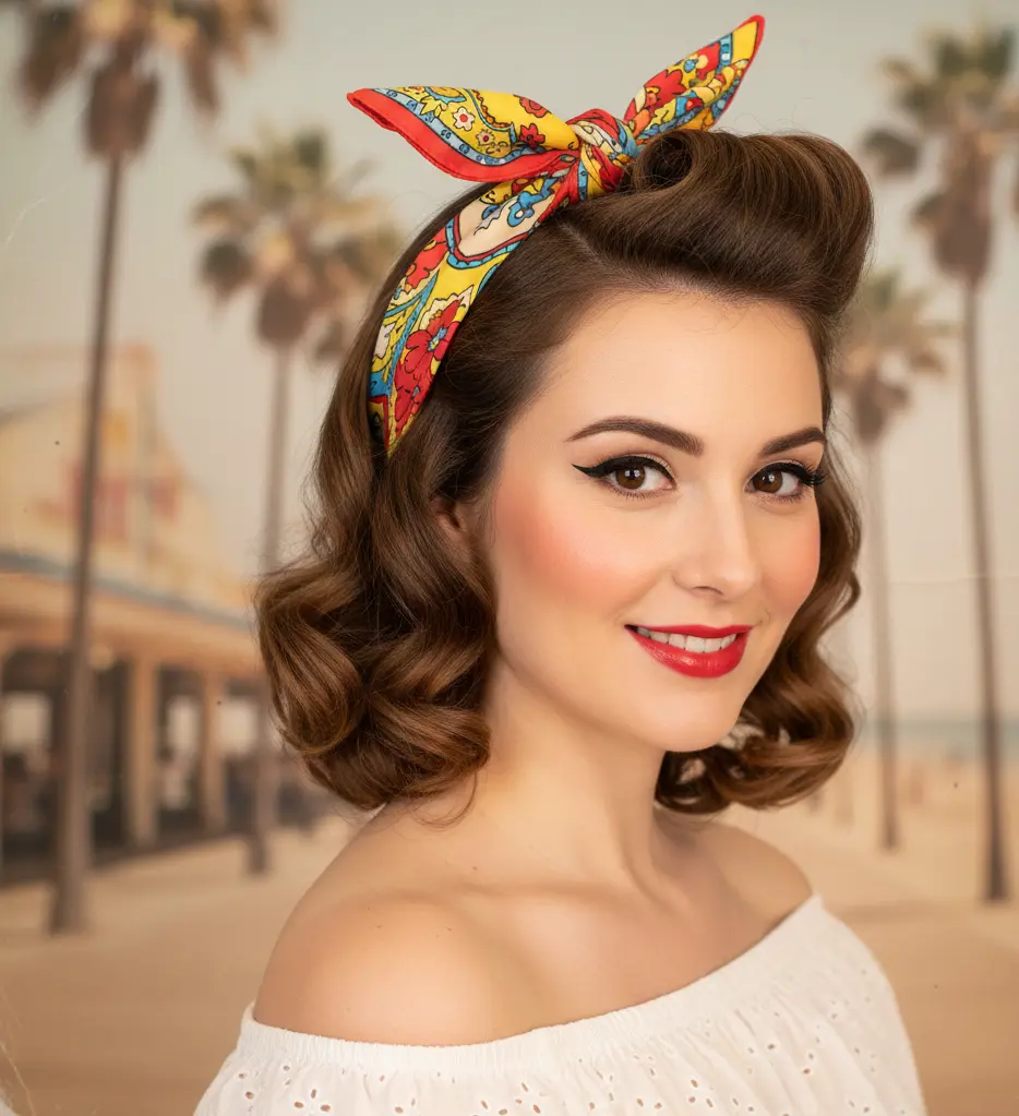 Vintage Butterfly Curls with a Scarf