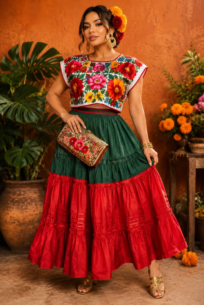 15. Traditional Tehuana Dress with Modern Twist
