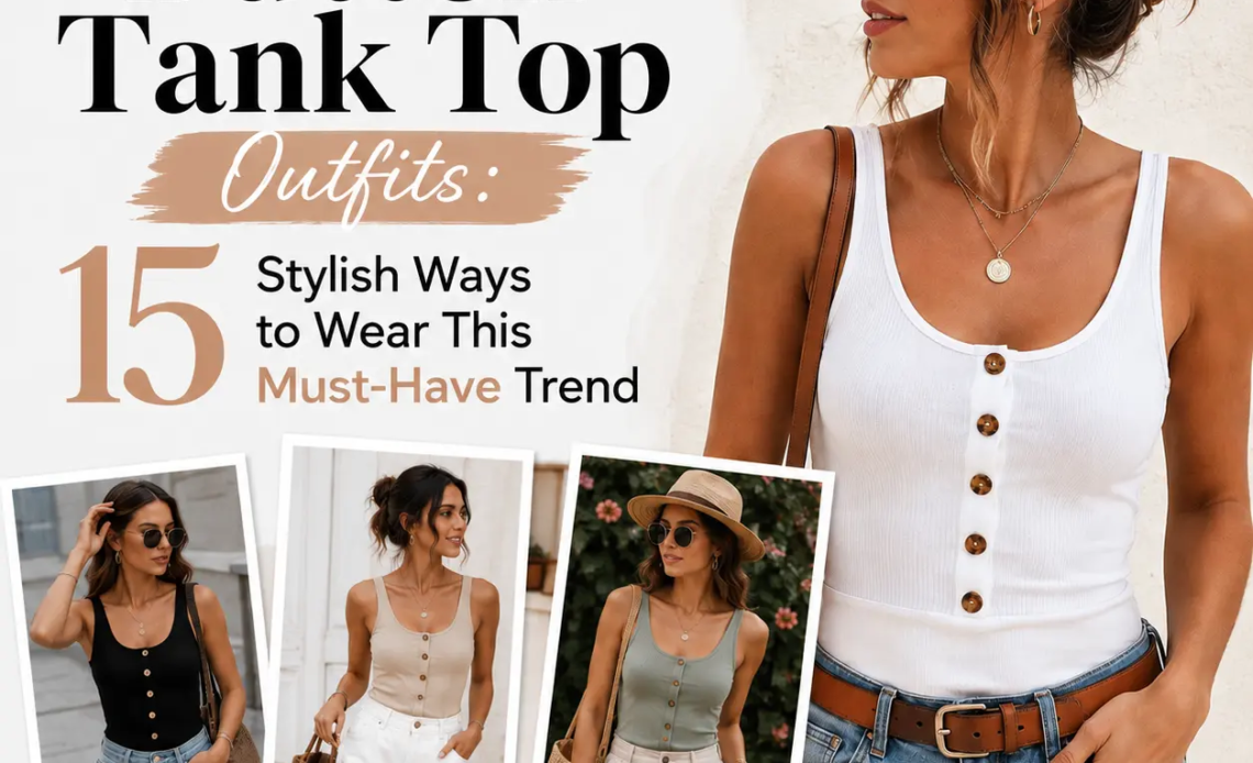 Women Button Tank Top Outfits