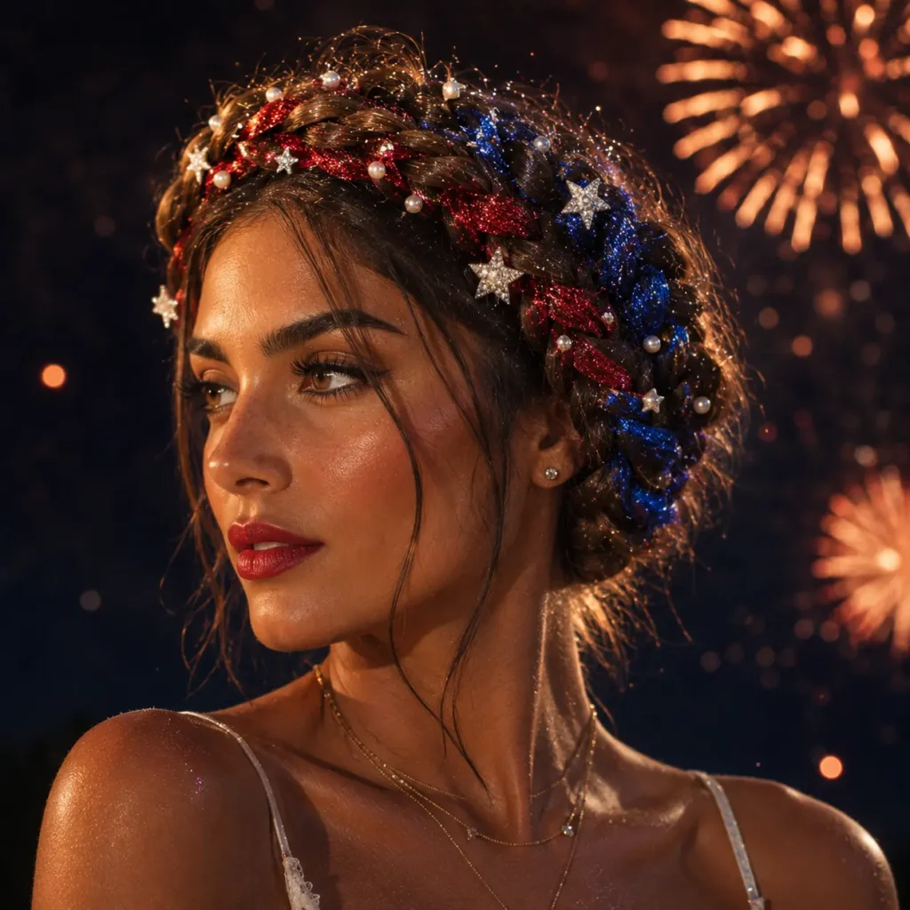 Glitter Braid Crown with Fireworks