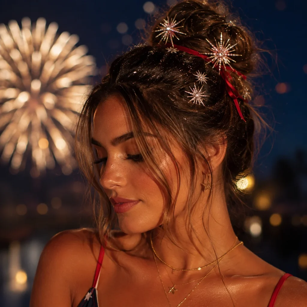 14. Messy Bun with Sparkler Pins