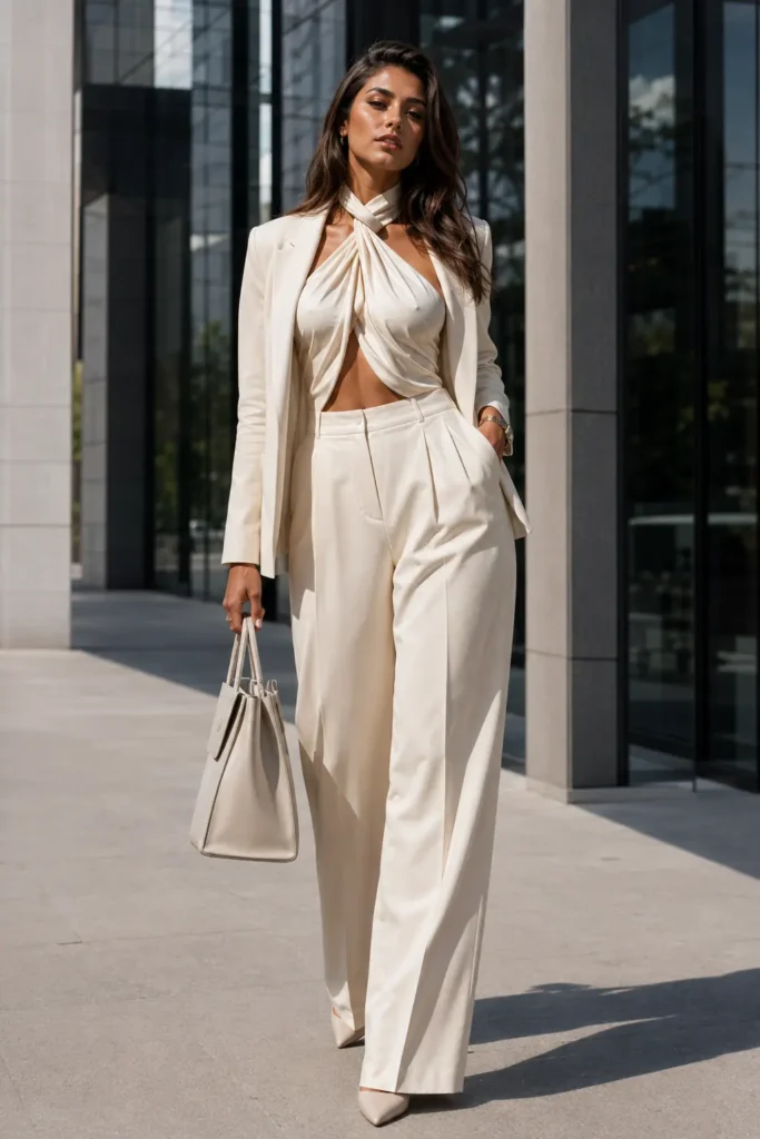 Monochrome Scarf Top + Matching Blazer