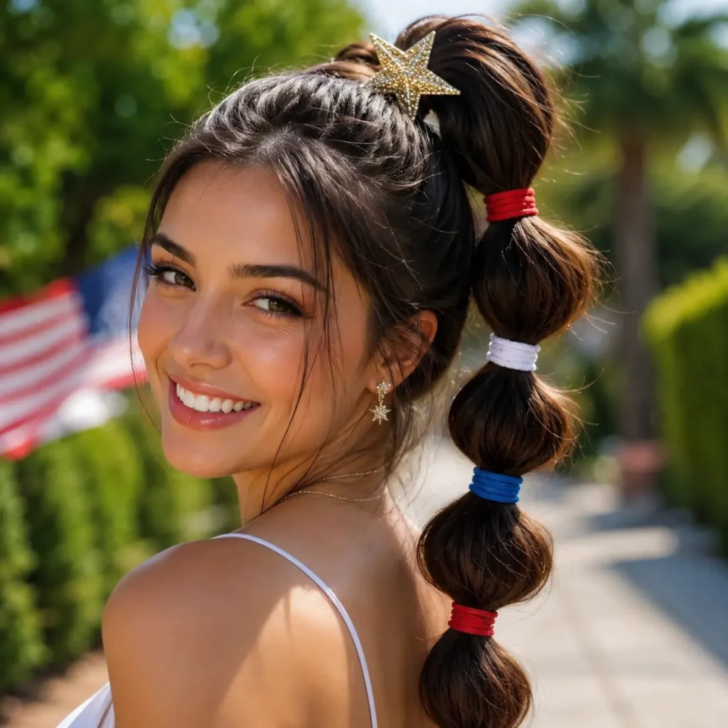 Patriotic Bubble Ponytail