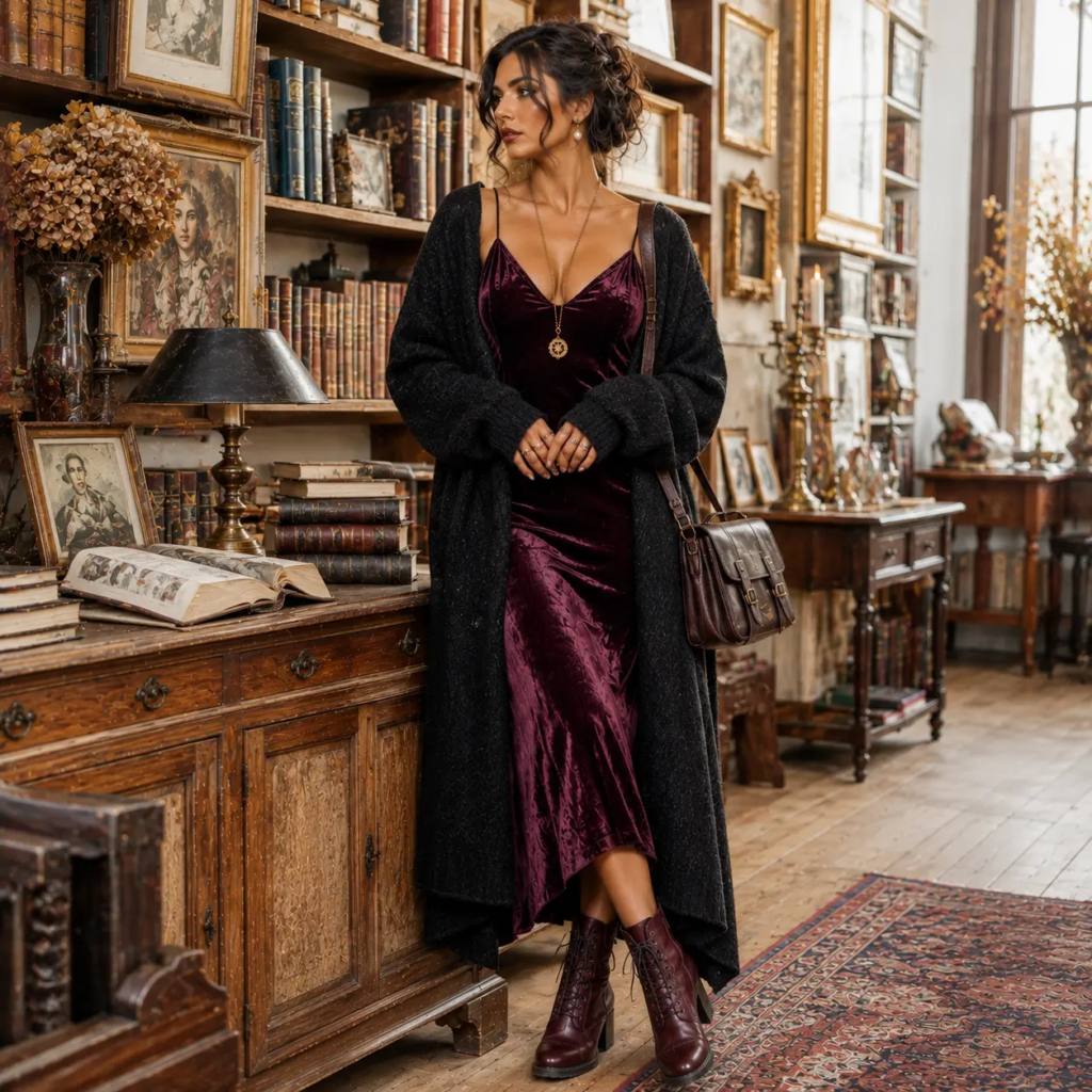 Plum Velvet Slip Dress