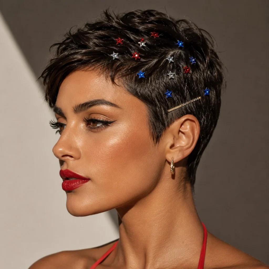 Short Pixie with Red and Blue Star Gems